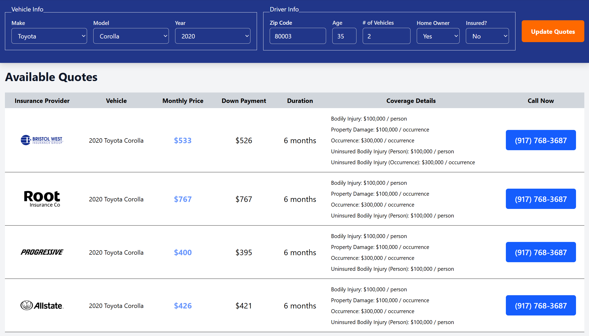 Auto Quote Marketplace